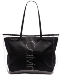 Calvin Klein, Mallory Clear Tote Black SIlver