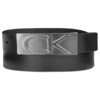 Calvin Klein Men's Leather Logo Plaque Belt